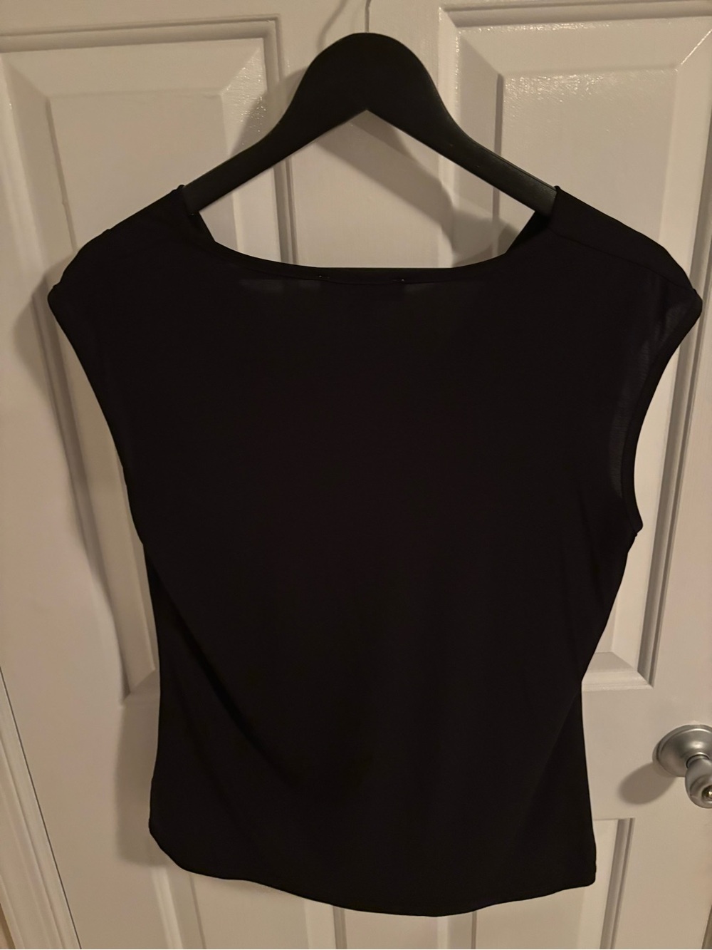 Make offer! Michael Kors Black Drape Neck Sleeveless stretch shell top Large - Picture 4 of 6